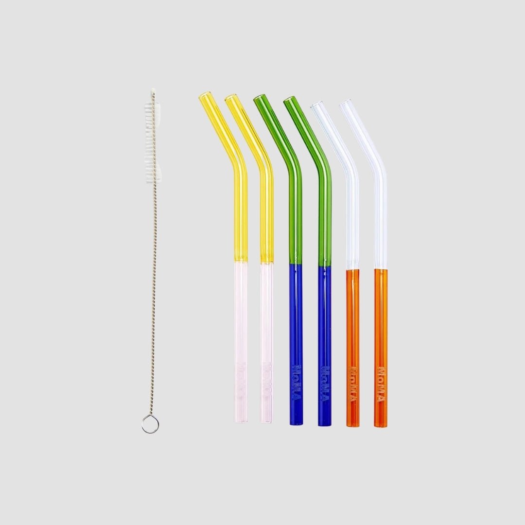 MoMA Two-Tone Borosilicate Glass Straws, Set of 6 - Cook & Nelson