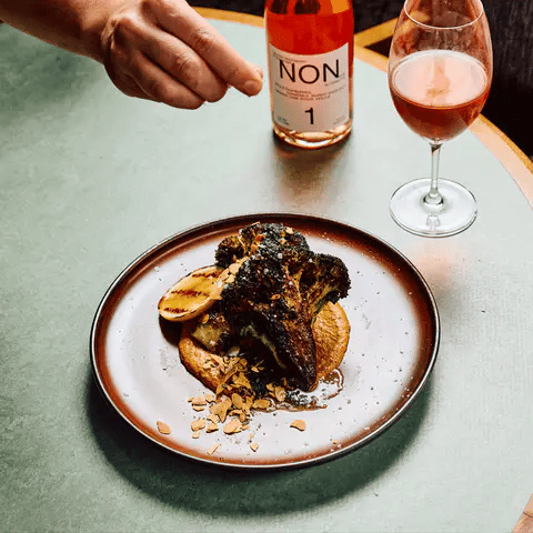 Chargrilled Broccoli in Salsa Romesco & Seaweed Almonds