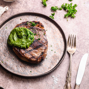 BBQ Scotch Steaks with Pickle Salsa Verde - Cook & Nelson