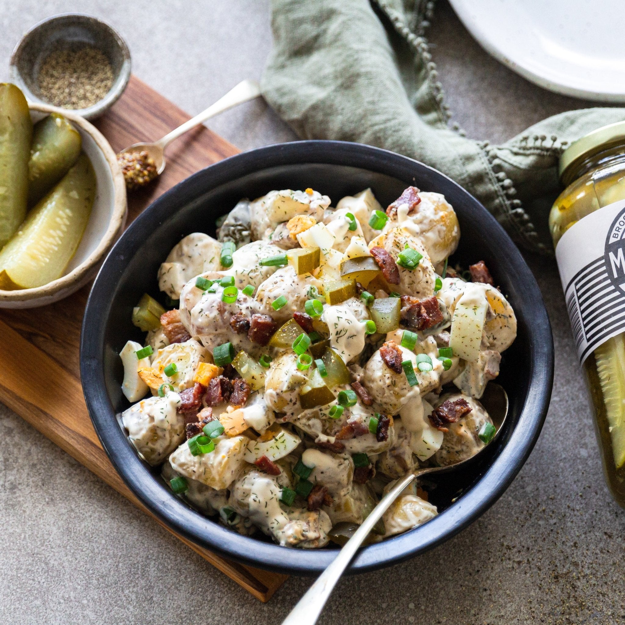 Rich and Creamy Potato Salad with McClure's Pickles and Bacon - Cook & Nelson