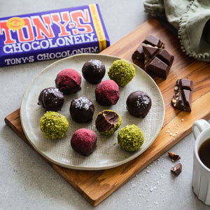 Truffles with Tony’s Chocolonely Dark Milk Chocolate Toffee Pretzel - Cook & Nelson