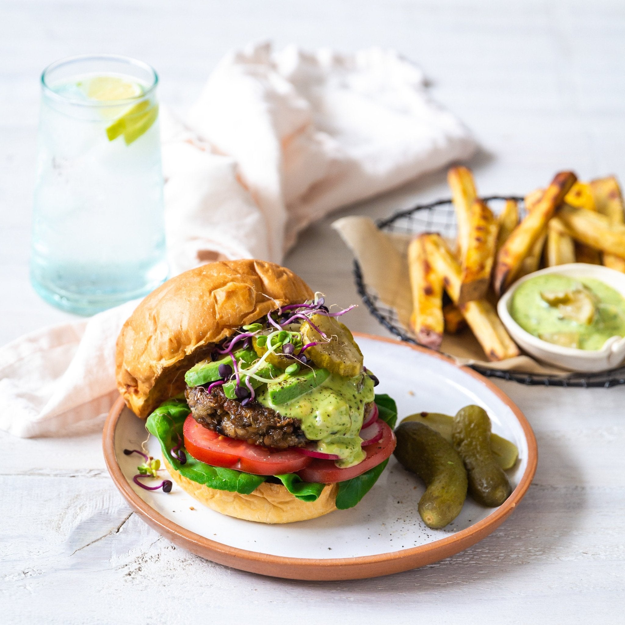 Vegetarian Burgers with Zingy McClure's Pickle and Pesto Sauce - Cook & Nelson