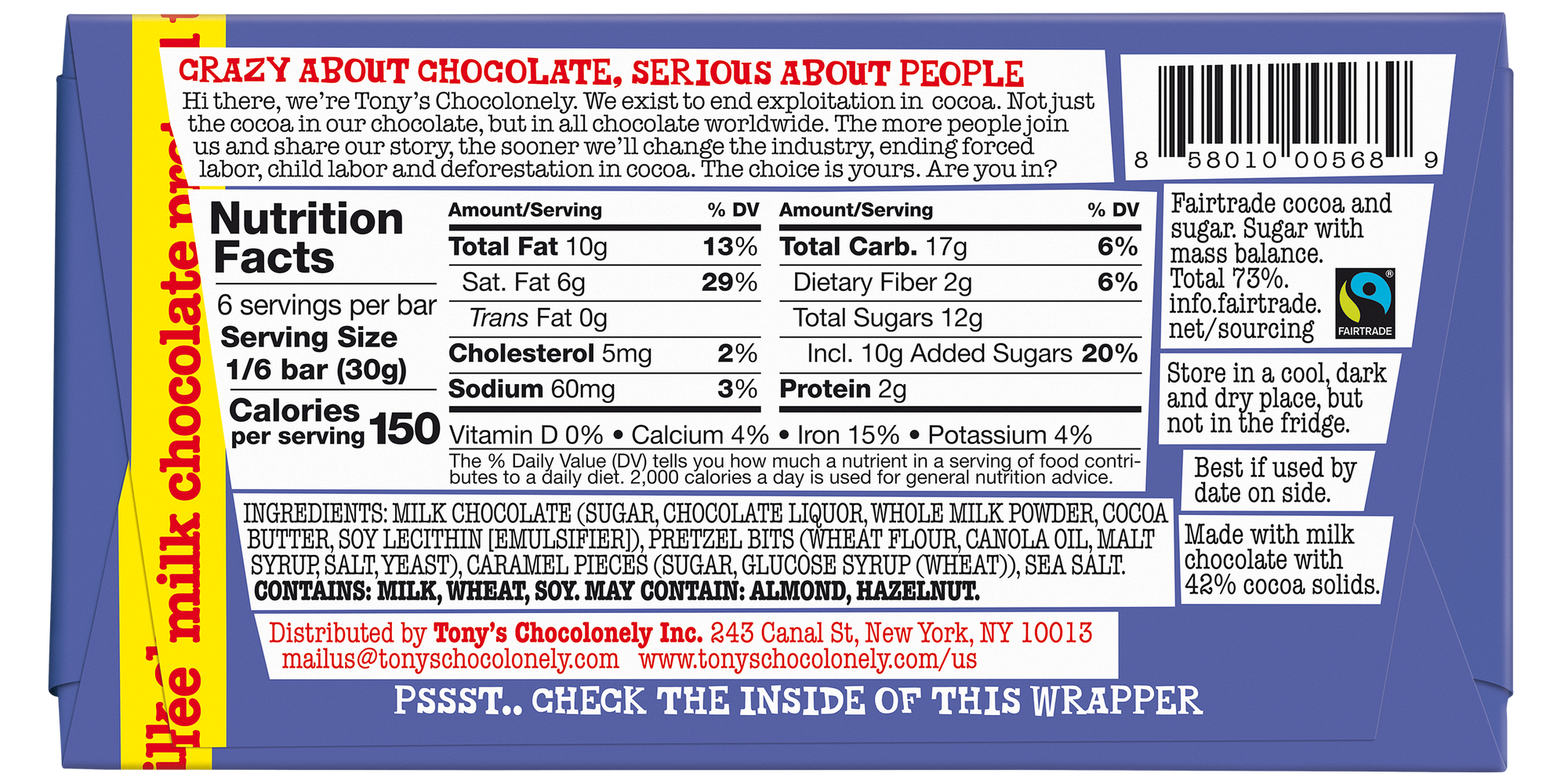 Dark Milk Pretzel Toffee 42%, 15 Bar Pack
