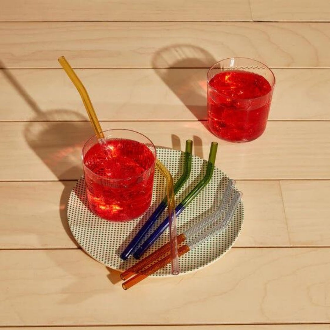 MoMA Two-Tone Borosilicate Glass Straws, Set of 6 - Cook & Nelson